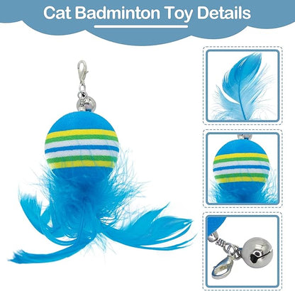 PET SHOW 5 Pack 1.4" Cat Feather Toys Balls with Bell Soft EVA Foam Colorful Rainbow Toy Balls Interactive Kitten Cats Pets Indoor Outdoor Play Activity Chase Training