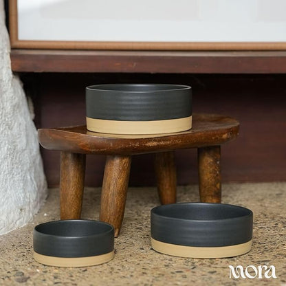 Mora Ceramic Pet Bowl Size Medium - Food/Water Dish for Large Puppies, Cats, Retrievers, Medium Sized Dogs, ect. 28oz or 4 Cups - Basic Bowls for Your Dog or Cat, Mix and Match for a Set - Liquorice