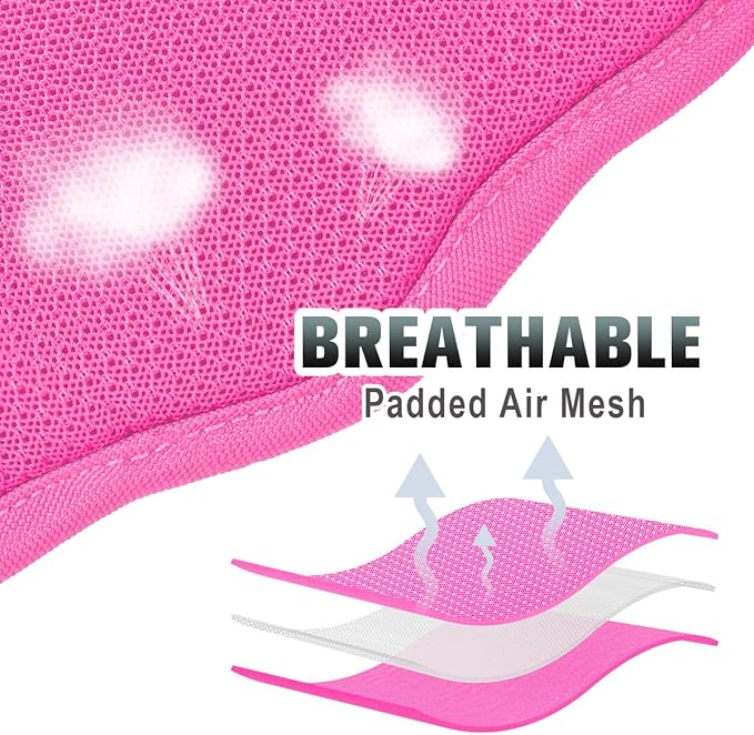 BARKBAY No Pull Dog Harness Large Reflective Dog Harness with Front Clip and Easy Control Handle for Walking Training Running with ID tag Pocket(Pink,L)