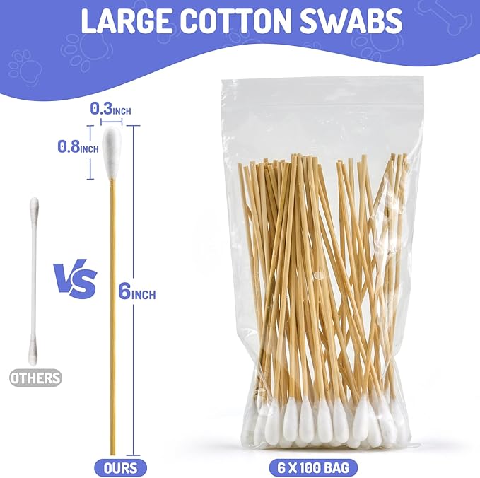 600pcs Professional Dog Ear Swabs, Specially Designed for Dogs (Large)