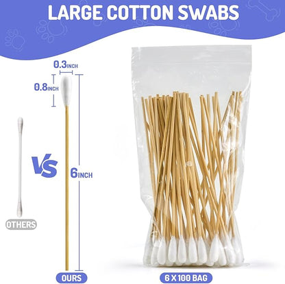600pcs Professional Dog Ear Swabs, Specially Designed for Dogs (Large)