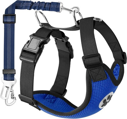 Lukovee Dog Seat Belt for Car, Adjustable Dog Car Harness for Large Medium Small Dogs, Soft Padded & Breathable Mesh Dog Seatbelt with Car Strap and Carabiner (Blue,S)