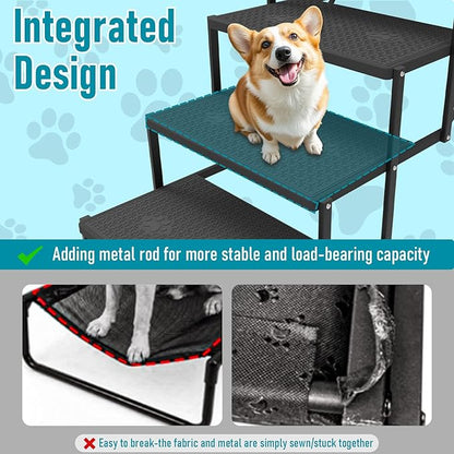 Dog Stairs for car, 6 Steps Foldable Dog Steps for Truck, Upgraded Non-Slip Pet Stairs for lagre Dogs, Metal Pet Stairs for SUV, Truck and Cars