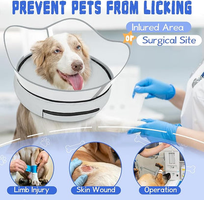 Elevated Inflatable Dog Cone Collar Alternative After Surgery, Dog Donut Collar, Soft Pet Cone to Stop Licking for Small Medium Large Dogs