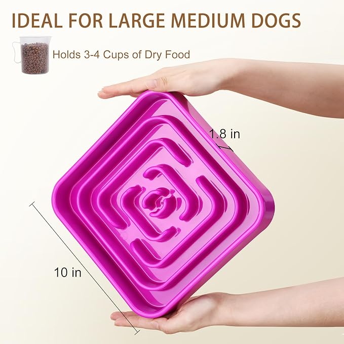 Slow Feeder Dog Bowls for Large Medium Dogs, Anti-Choking Slow Eating Maze Dog Food Bowl, Anti-Slip Slow Feeding Pet Puzzle Bowl,Purple