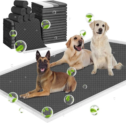 ELEGX Extra Large 31"x47" 40 Pcs Odor-Control Super Absorbency Charcoal Pee Pads for Dogs & Cats - Leak-Proof Thicken Disposable Potty Pads