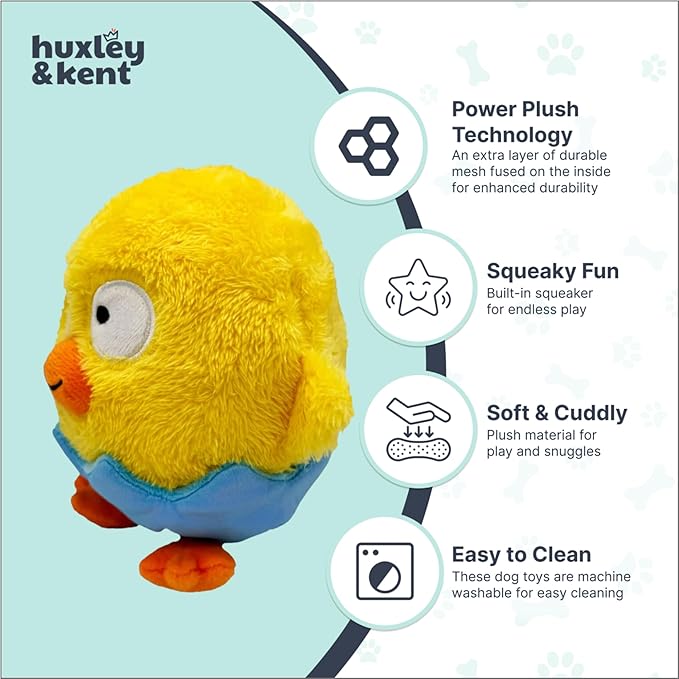 Huxley & Kent Funny Dog Toy w/Squeaker – Power Plush Squeaky Dog Toys for Small, Medium & Large Dogs – Soft Stuffed Animal for Indoor Play & Fetch - Chick-a-Dee, Large