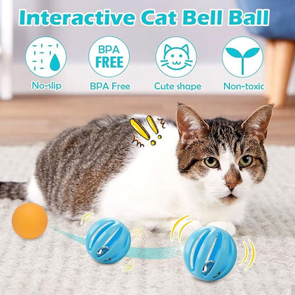 UPSKY Cat Toy Roller 4-Level Turntable Cat Toy Balls with Three Colorful Balls and Bell Ball X Turntable Interactive Kitten Fun Mental Physical Exercise Puzzle Toys