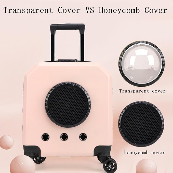 Double Compartment Pet Luggage with Wheels Cat Dog, Telescoping Handle Breathable Transparent Cover for Small and Medium Animals (Cyan)