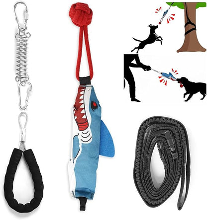 LISPOO Squeaky Tug-of-War Rope Toy for Small & Medium Dogs - Steel Handle & Stump Tether with Interactive Squeaker, Bite-Friendly Chewable Pull Game for Indoor/Outdoor Pet Training Playtime