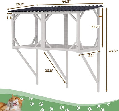Catio Outdoor Cat Enclosure - Cat Window Perch for Sunbathing, Napping, Overlooking, Napping & Nature Viewing, Window Hammock – Safe & Serene Outdoor Enjoyment (Window Catio, Whie)