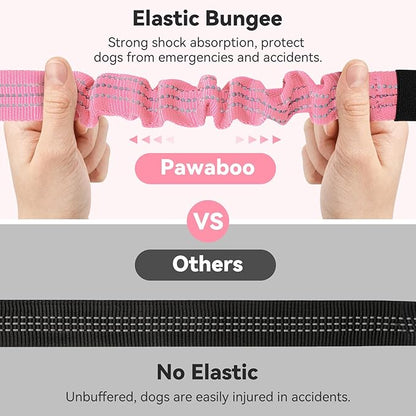 Pawaboo Dog Car Seat Belt– Reflective & Adjustable Dogs Cars Harness Leash with 360° Lockable Buckle, Shockproof Dogs Tether Bungee for Safe Travel, Pink