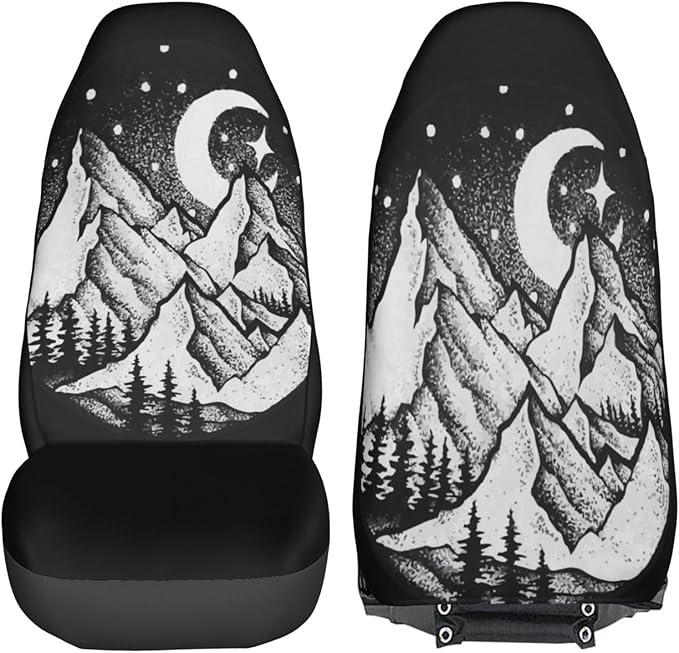 Foruidea Mountain Views Car Seat Covers Universal 2 Pcs Auto Front Seat Cover Fit Most Cars,SUV,Sedan,Trucks