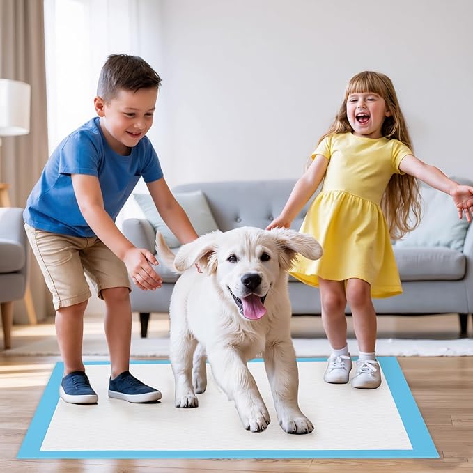 JollyMate Dog Pee Pads Extra Large 36"x36" ,100 Pack 3X-Large Super Absorbent Pet Training Pads with Adhesive Tabs, 6 Layers Thick Leak-Proof Potty Pads for Dogs and Puppies