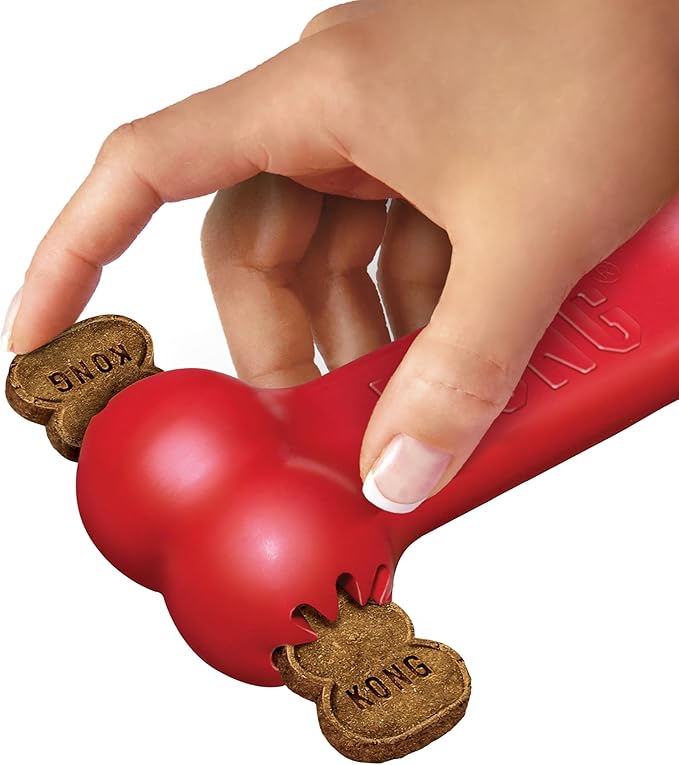 KONG Goodie Bone - Classic Durable Natural Rubber Dog Bone, Supports Mental Engagement - Treat Dispensing - Red - for Small Dogs