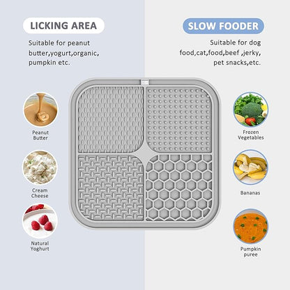 2 Pack Lick Mat for Dogs,Cats,Upgraded 8.5×8.5 inches Licking Mats with Suction Cups,Slow Feeder Licking Pad for Anxiety Relief and Boredom Reducer,Suitable for Dog Training Set 10