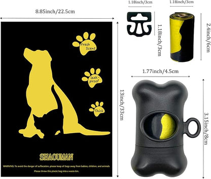 Bone Shaped Dog Poop Bag Dispenser with Leakproof Bags, 135 Count, Black