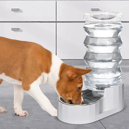 RIZZARI Gravity Dog Water Dispenser:Ion Exchange System with Activated Carbon- Helps Prevent Urinary Stones - Removes Odors -Softens Water- 8L Large Auto-Refill Stainless Steel Pet Water Waterer