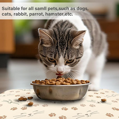 Patterned Cat & Dog Bowl Mat for Food and Water, 12"×20" Quick Dry Absorbent Pet Feeding Mat, Eco-Friendly Dog Placemat