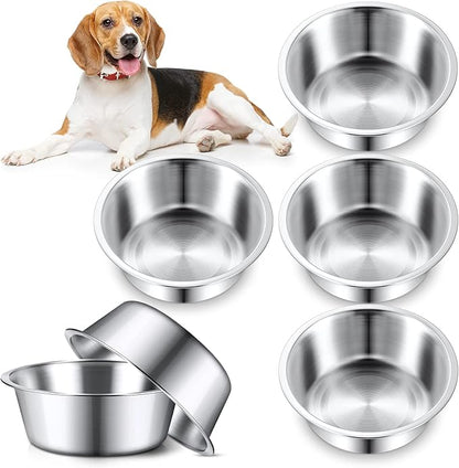 Yahenda 6 Pcs Stainless Steel Metal Dog Bowls Bulk Replacement Basic Thickened Pet Bowls for Small Medium Large Dogs, Dishwasher Safe(11 Inch)