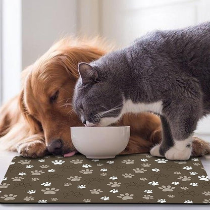 Dog Food Mat, Absorbent Water Bowl Mats Cat Pet Feeding Placemats Brown 17 * 30 inch