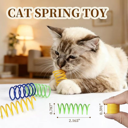 Cat Toys for Indoor Cats, a Set of 25 Interactive cat Toys, Including Colorful Springs, Squeaky Balls, Rainbow Balls, Feather Bouncy Balls, Bell Balls, and Many Other Kitten Toys.