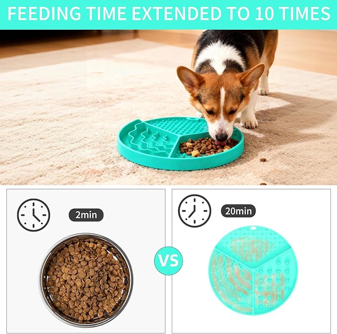 Silicone Slow Feeder Dog & Cat Bowl | Puzzle Cat Feeder for Slow Eating, Non-Slip Fun Pattern, Mental Enrichment, Digestion & Bloat Relief | Interactive Pet Enrichment Bowl, Prevents overeating(Green)