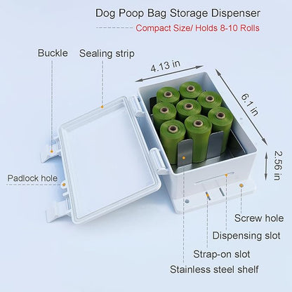 Small Dog Waste Station for Home 1.3Gallon/5L Mountable Doggie Trash Can Outdoor or Indoor Poop Bag Dispenser Wall Mounted 120 Count Pickup Bags 1 Trash Liner Roll (Mini Bucket + Dispenser + Bags)
