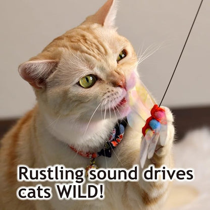 猫壱 NECOICHI Crinkly Critters Dancing Dragonfly Trio Wire Cat Wand No.1 Selling Cat Toy in Japan