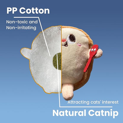 Cat Toys Hamburger, 5 Pack Catnip Toys Bread for Indoor Cats, Cute Durable Kitten Chew Toys, Interactive Cat Kicker Toys for All Breeds, Catmint Kitten Teething Toys