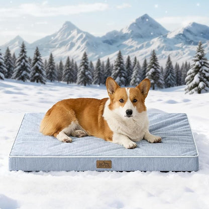 Cooling Dog Bed for Crate, Waterproof Orthopedic Dog Crate Mat with Removable Washable Cover, Egg Crate Foam Support Dog Bed, 36x27x3 Inch,Light Blue