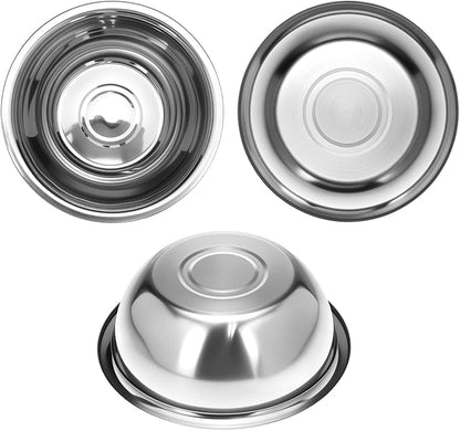 QWORK Stainless Steel Pet Feed Bowls, Set of 4 Metal Dog and Cat Bowl, 8 Inch Diameter, 47oz Capacity for Large Medium Small Dog