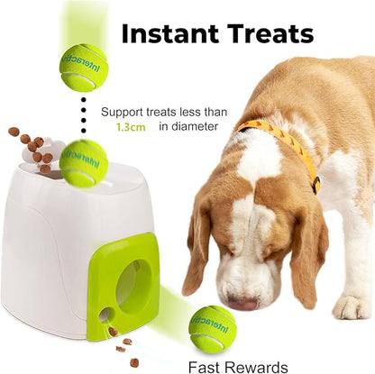 Multifunctional Dog Interactive Fetch and Treat Toy, Dog Feeder and Toy Ball，Multipurpose Dog Treat Dispenser, Tennis Toy with Rewards for Small and Medium Size Dogs