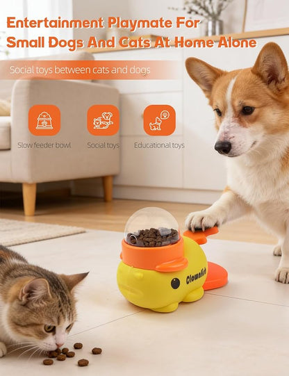 Dog Treat Dispenser Puzzle Toy, Interactive Slow Feeder Bowl for Cats and Dogs, Mental Stimulation Enrichment Toy, Indoor Pet Feeder with Silicone Mat to Keep Pets Busy,Multiple Colors (Yellow)