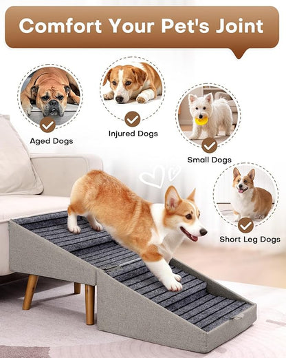 Dog Ramp for Couch and Bed,17.13" H Dog Stairs for Small Dogs and Cats, Foldable 2 in 1 Pet Steps for Medium Large Dogs and Puppy, Split Ottoman Design Pet Ramp