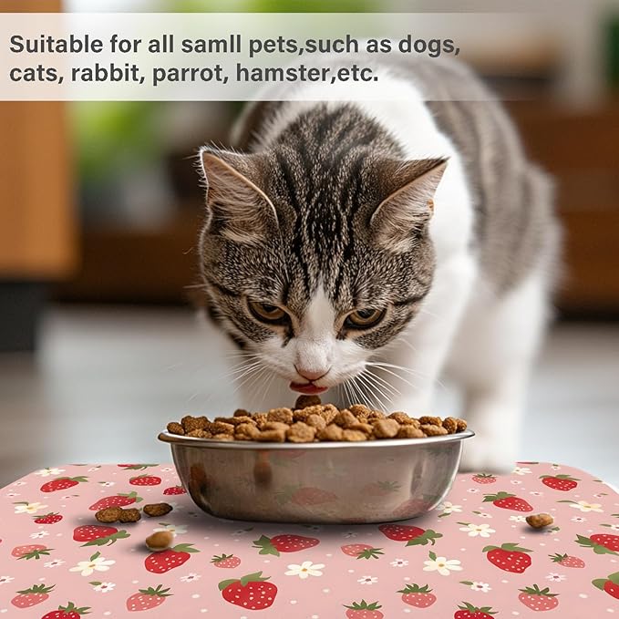 Patterned Cat & Dog Bowl Mat for Food and Water, 17"×30" Quick Dry Absorbent Pet Feeding Mat, Eco-Friendly Dog Placemat
