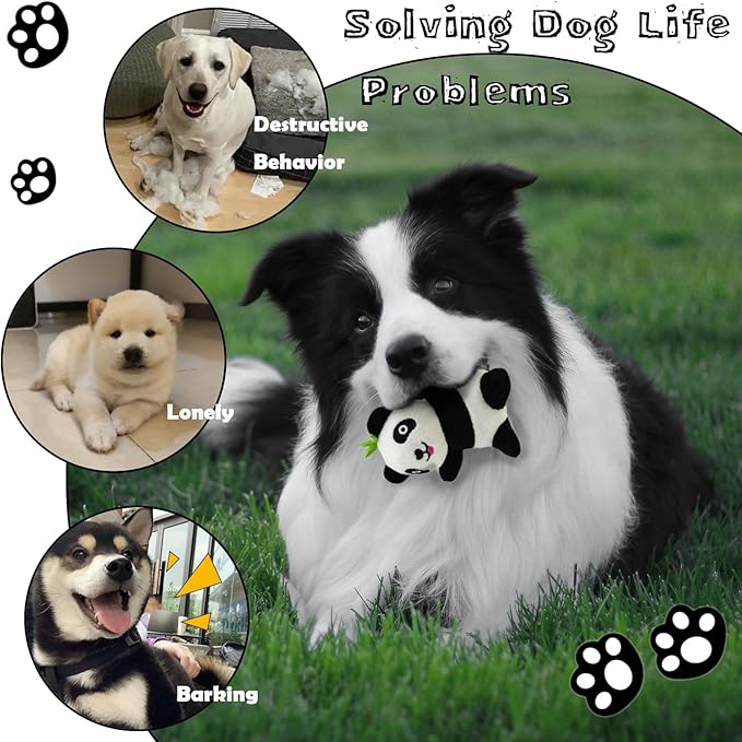 Hide and Seek Dog Toys, Interactive Squeaky Plush Puzzle Puppy Chew Toy to Keep Them Busy for Small Medium Large Dogs(Bamboo Hideaway with 5 Pack Panda)