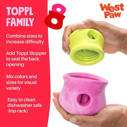 WEST PAW Zogoflex Toppl Interactive Treat Dispensing Puzzle Dog Toy for Mental Stimulation & Enrichment-Holds Kibble & Treats-Lickable, Freezable & Dishwasher Safe-Made in USA-Small-Candy Swirl