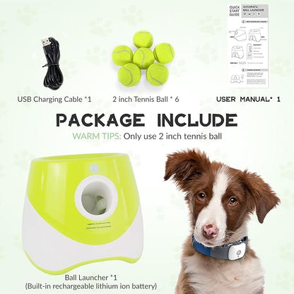 ENTROY Automatic Ball Launcher, Interactive Dog Fetch Machine, Adjustable Distance 10-30ft with 6 Tennis Balls for Small & Medium Dogs