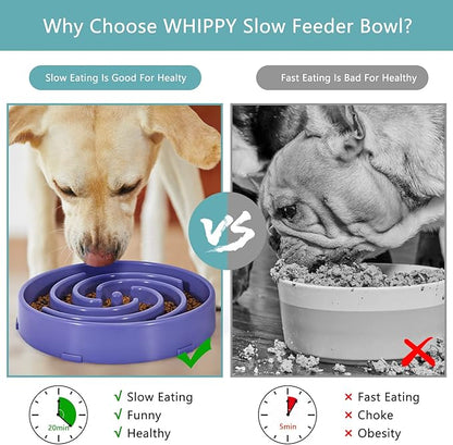 Slow Feeder Large Dog Bowls for Large Medium Dog Non Slip Maze Puzzle Bowl Pet Slower Food Feeding Dishes Interactive Bloat Stop Dog Bowl Preventing Choking Healthy Dog Bowl, Lavender