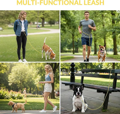8.2ft Hands Free Dog Leash,Versatile Waist & Crossbody Lead for Medium Dogs,Waterproof & Adjustable for Running Jogging Walking, 360° Swivel Metal Buckle (Yellow)