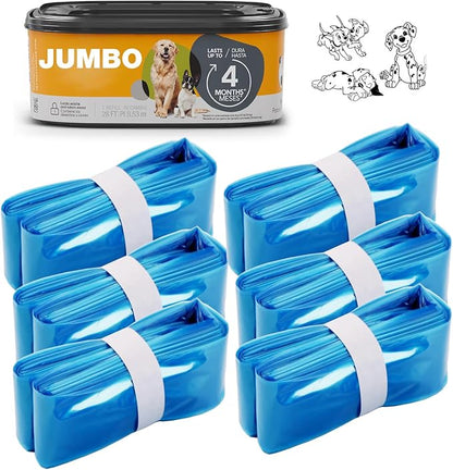 6 pcs Jumbo 26FT refill Pet Waste Bags Compatible with Your Pet Genie Dog Poop Trash can pet dog poop bags Dog Waste Disposal for Outdoor and Indoor