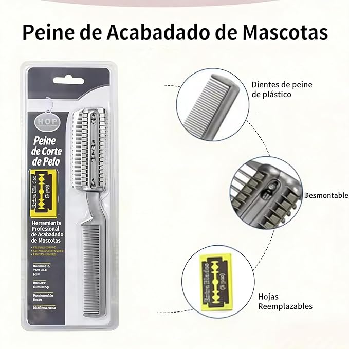 Pet Hair Thinning Comb Dog Hair Trimmer Cutter Comb with Extra Blade Dual-end Double-sided Dog Pet Grooming Tool