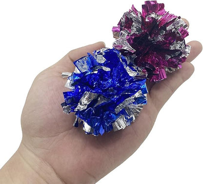 30 Pcs Crinkle Balls Cat Toys Sparkle Balls, 10 Pcs Mylar Crinkle Balls Cat Toy, 20 Pack Glitter Pom Pom Balls Cat Toy Pom Balls Tinsel Balls, Color Random