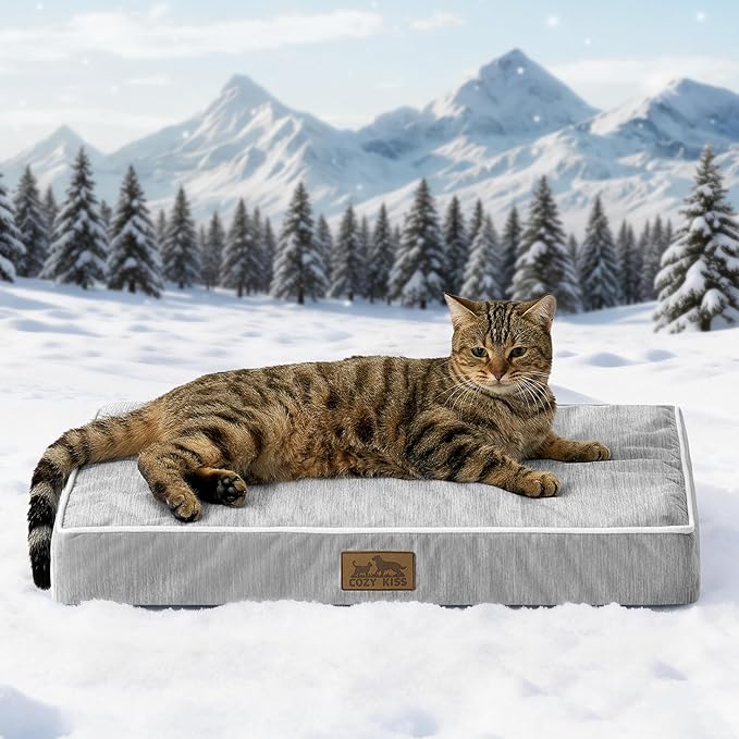 Cooling Dog Bed for Crate, Waterproof Dog Crate Mat with Removable Washable Cover, Orthopedic Egg Crate Foam Support, Small Dog Bed 24x16x3 Inch,Silver Grey
