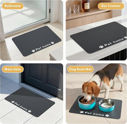 Dog Food Mat, Diatom Ooze Cat Water Mats Non Slip for Floors Waterproof and Water Absorption, Easy to Clean-Paw (15.5" H*23.5" L)