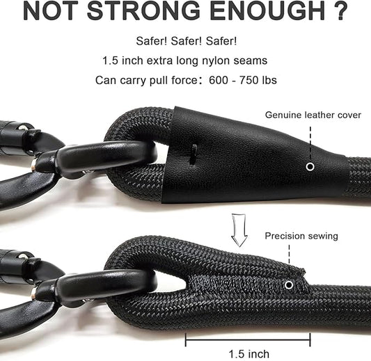 Rope Dog Leash, 6 Foot Heavy Duty Dog Leash with Aviation Aluminum Auto Locking Carabiner, Strong Nylon Pet Lead for Small, Medium, Large Dogs (Navy Blue, 6FT)