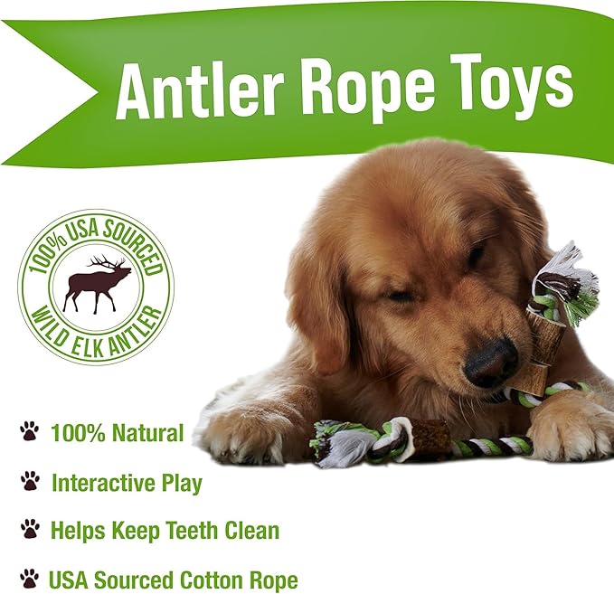 Buck Bone Organics Elk Antler Cotton Rope Chew Toy (Large/Jumbo)