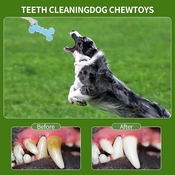 4 PCS Puppy Chew Toys for Teething Small Breed, Puppy Teething Ring, Soft Rubber Durable Dog Teething Toys, Rope Dog Toys, Funny Interactive Toy, Puppy Toys for Small Puppies, Dog Toys Set (Style 12)