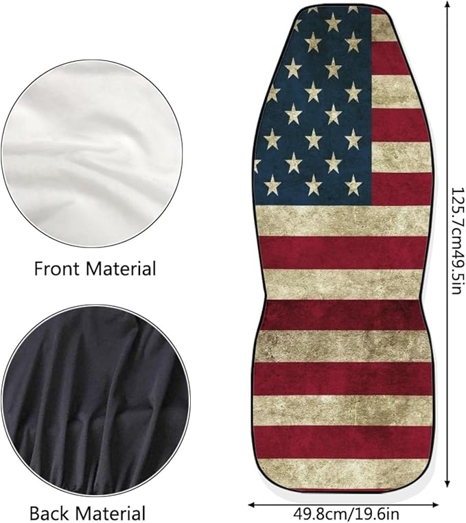American Flag Printed Car Seat Covers Washable Seat Protector for Women Men Air Mesh Cloth Automotive Vehicle Seat Covers for Cars Interior for Cars, Sedans, Trucks, SUVs - Vintage Flags